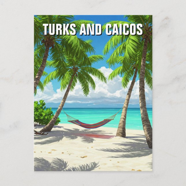 Cartão Postal Beach Hammock Turks e Caicos Viagem (Frente)