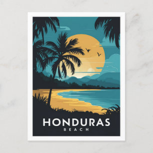 Cartão Postal Beach Honduras Retro Viagem