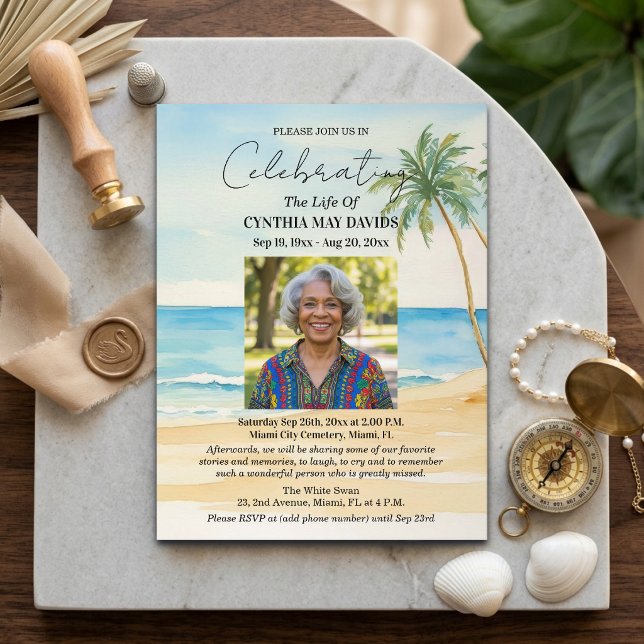 Cartão Postal Beach Palm Trees Celebration Of Life Photo (Criador carregado)