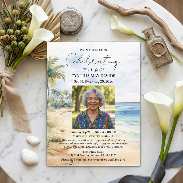 Cartão Postal Beach Palm Trees Celebration Of Life Photo (Criador carregado)