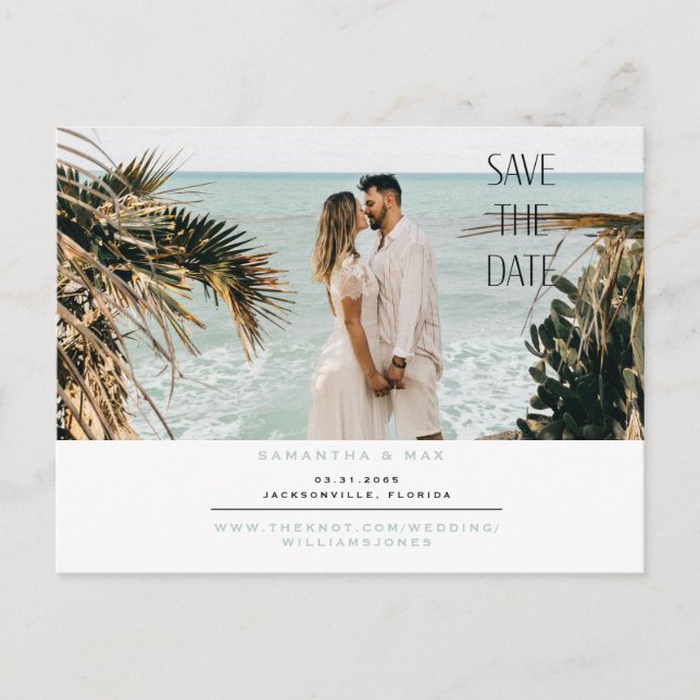 Cartão Postal Beach Photo Save the Date Postcard (Frente)