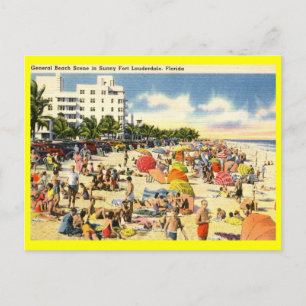Cartão Postal Beach Scene, Fort Lauderdale, Florida Vintage