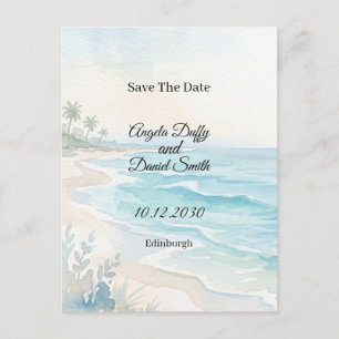 Cartão Postal Beach Watercolor Salve o Dia
