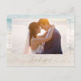 Cartão Postal Beach Wedding Photo Thank you Postcard
