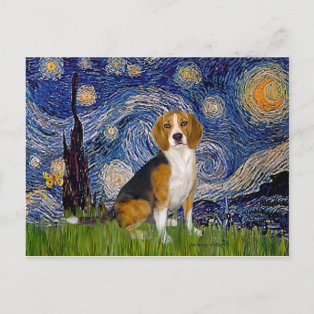 Cartão Postal Beagle 7 - Noite Estrelada (Frente)