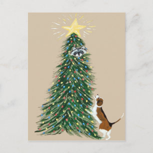 Cartão Postal Beagle com guaxinim