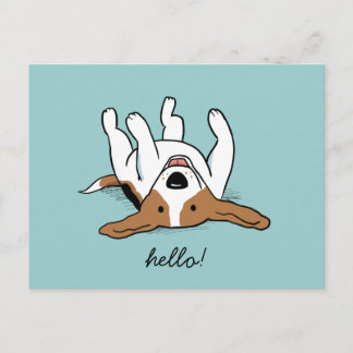 Cartão Postal Beagle de desenho em branco com texto personalizáv