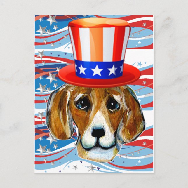 Cartão Postal Beagle do 4 de Julho (Frente)