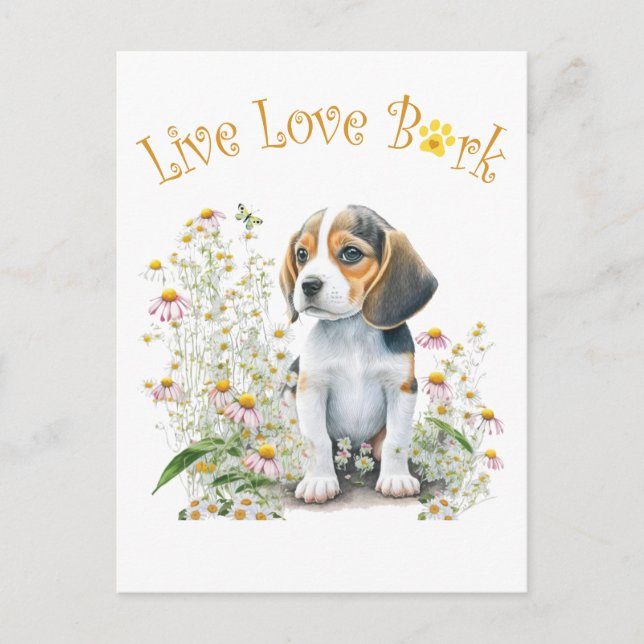 Cartão Postal Beagle Dog Mãe Floral (Frente)