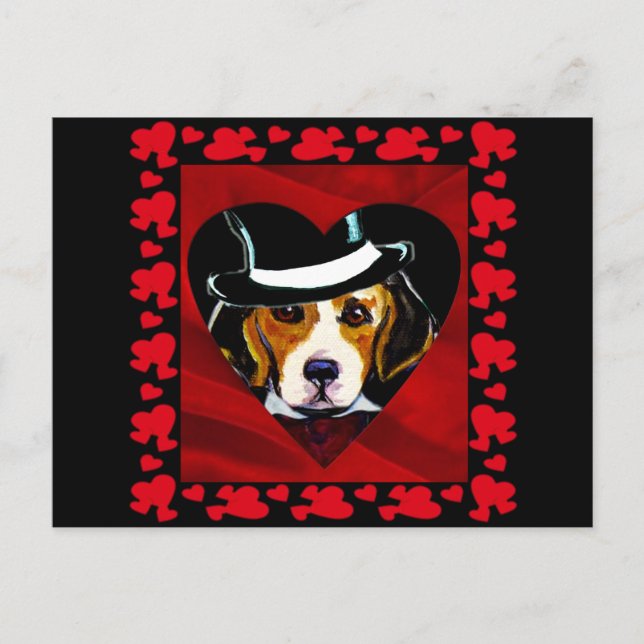 Cartão Postal Beagle Hearts (Frente)