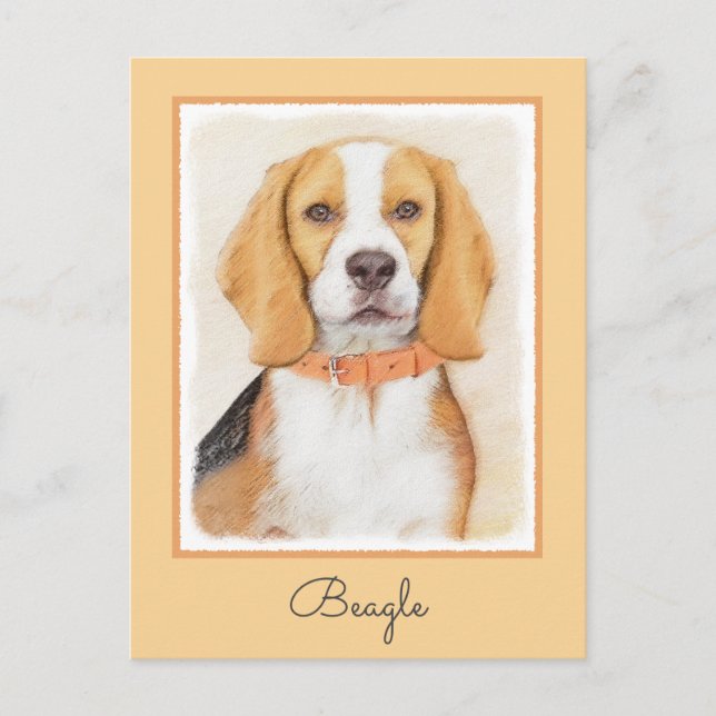 Cartão Postal Beagle Hound Dog Painting Original Animal Art (Frente)