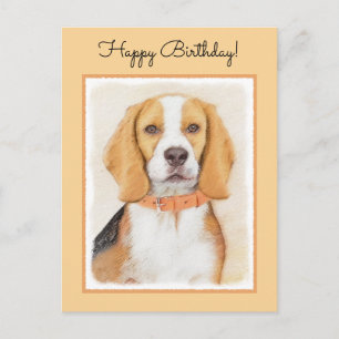 Cartão Postal Beagle Hound Dog Painting Original Animal Art