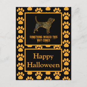 Cartão Postal Beagle Hound Dog Silhoueen Orange