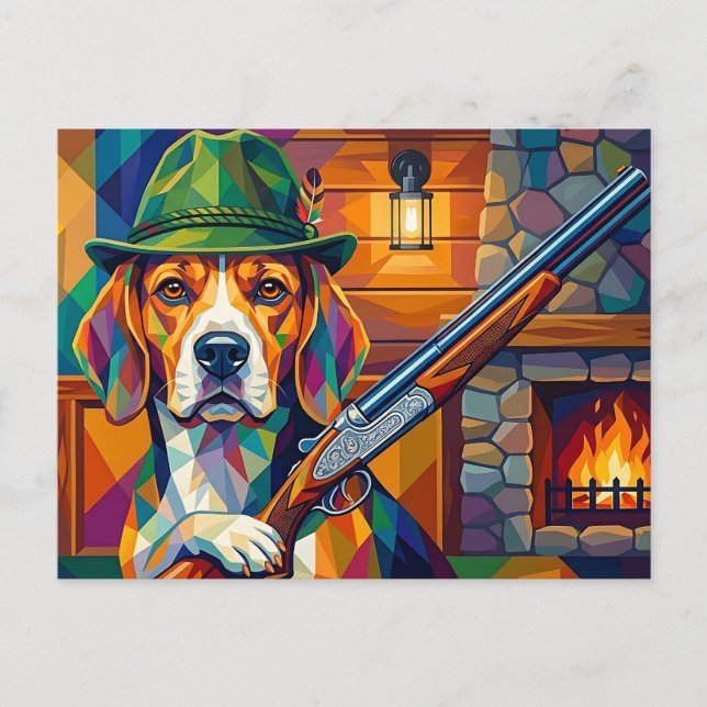 Cartão Postal Beagle Jäger Pop Art – Moderner Jagdhund (Frente)