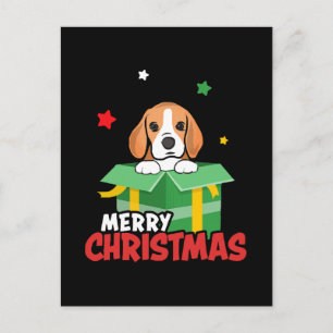 Cartão Postal Beagle Papais noeis Cachorros Adormecem Feliz Nata