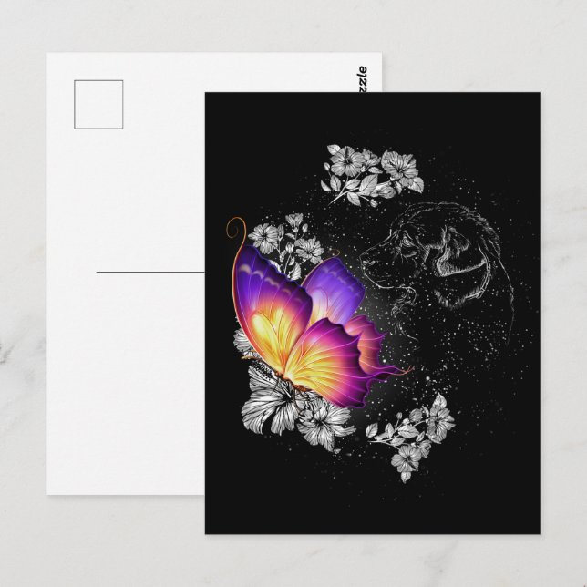 Cartão Postal Beagles Dog Com Borboleta Cão No Memorial Do Céu (Frente/Verso)