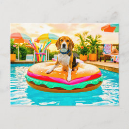 Cartão Postal Beagles no flutuador de hambúrguer