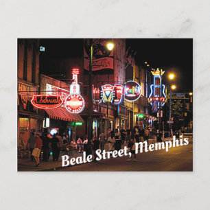 Cartão Postal Beale Street, Memphis, cena noturna de Tennesee