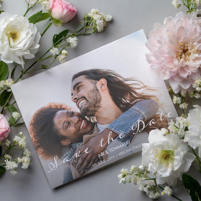 Cartão Postal Beaming Delight Foto Casamento Salve a Data (Criador carregado)