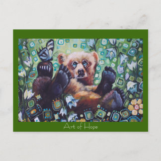 Cartão Postal Bear & butterfly