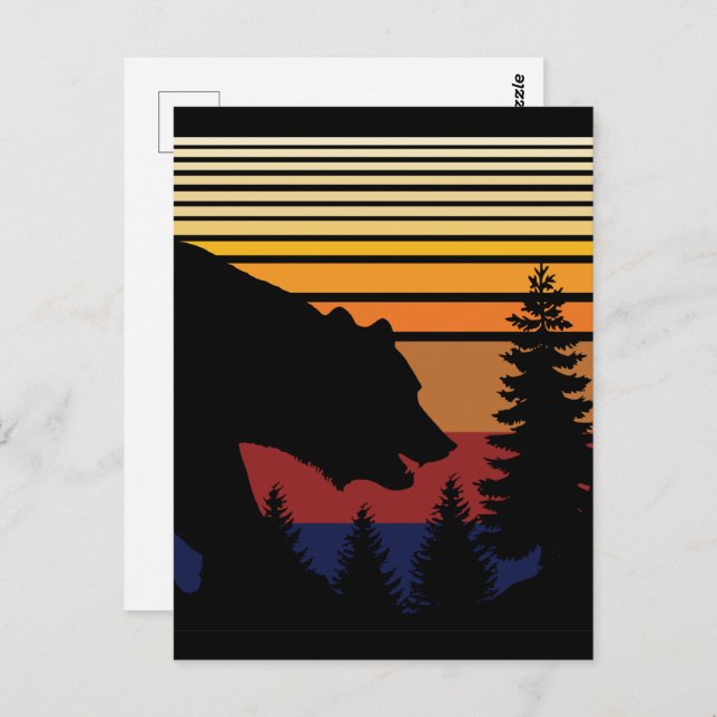 Cartão Postal Bear Forest Vintage (Frente/Verso)