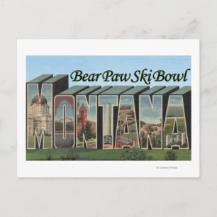 Cartão Postal Bear Paw Ski Bowl, Montana - Cenas com Letras Gran