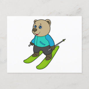 Cartão Postal Bear Skier Ski