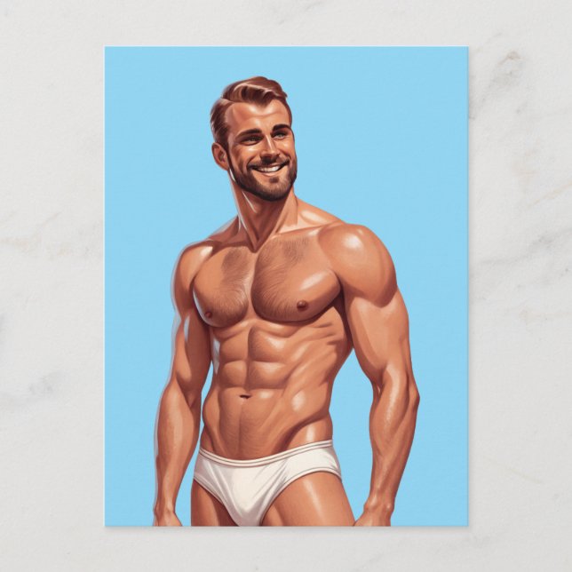 Cartão Postal Beard & Brightness: The Modern Man in Retro Style (Frente)