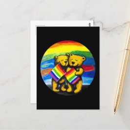 Cartão Postal Bears Love Casal LGBT Sinalizador do arco-íris