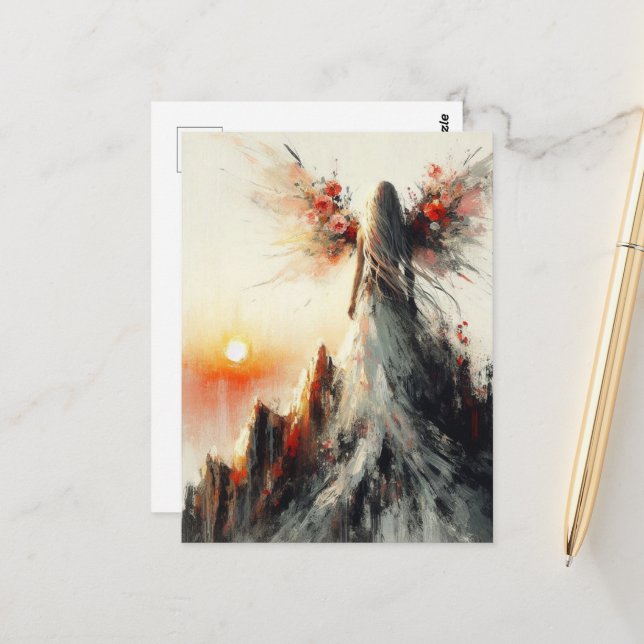 Cartão Postal Beatiful Fairy no nascer do Sol (Frente/Verso In Situ)