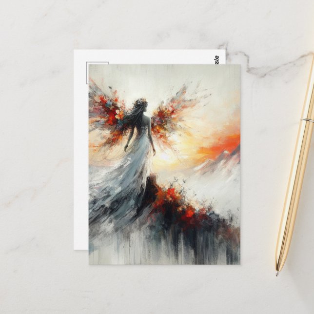 Cartão Postal Beatiful Fairy sobre a fantasia da montanha (Frente/Verso In Situ)