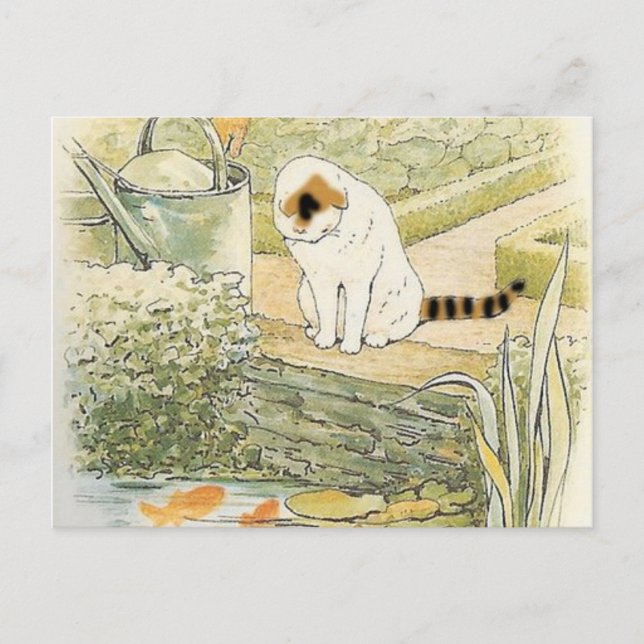 Cartão Postal Beatrix Potter - Gato Branco (Frente)