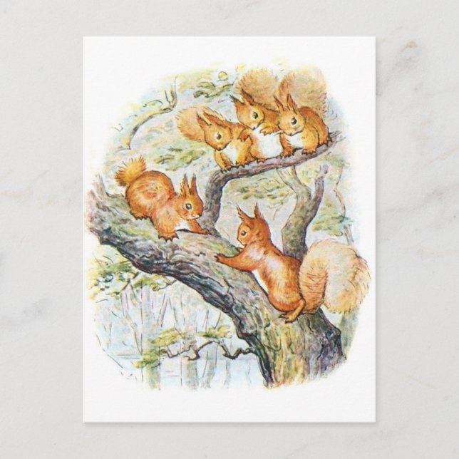 Cartão Postal Beatrix Potter Ilustração Nutkin + Esquilos (Frente)
