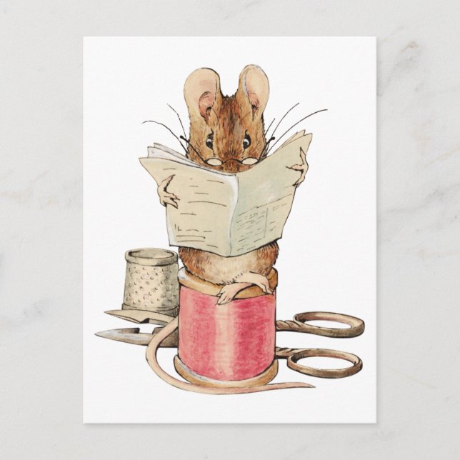 Cartão Postal Beatrix Potter para leitura do mouse (Frente)