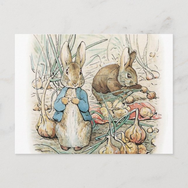 Cartão Postal Beatrix Potter Peter Rabbit E Benjamin Bunny (Frente)
