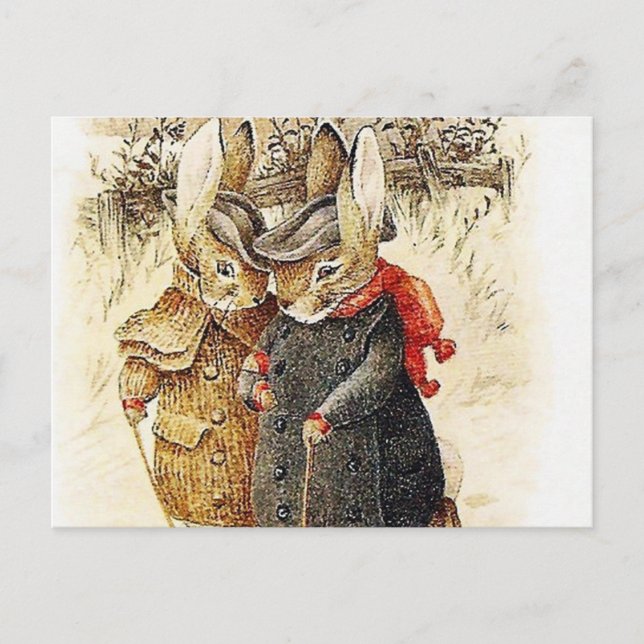 Cartão Postal Beatrix Potter - Peter Rabbit Winter Walk (Frente)