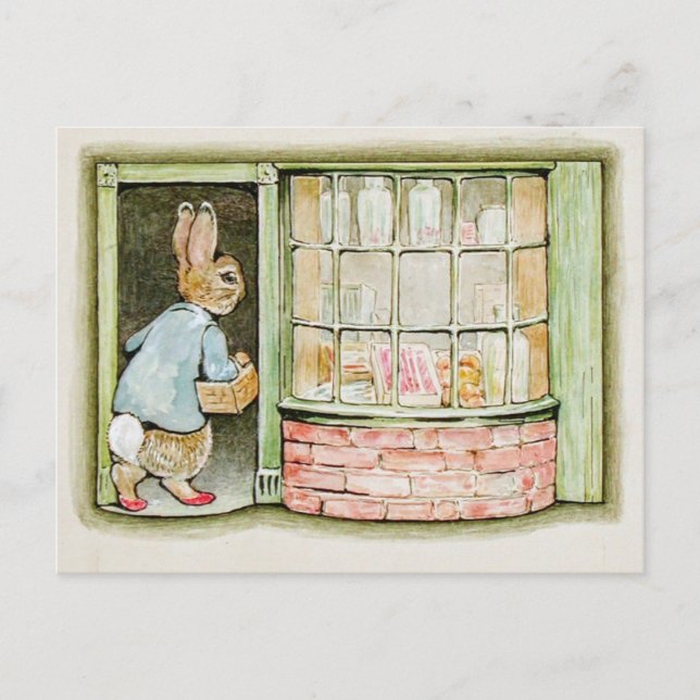 Cartão Postal Beatrix Potter Peter vai ao mercado (Frente)