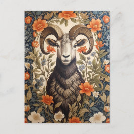 Cartão Postal Beautiful Big Horn Sheep William Morris Inspired