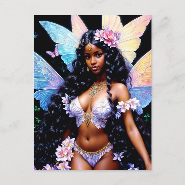 Cartão Postal Beautiful Black Fairy Girl (Frente)