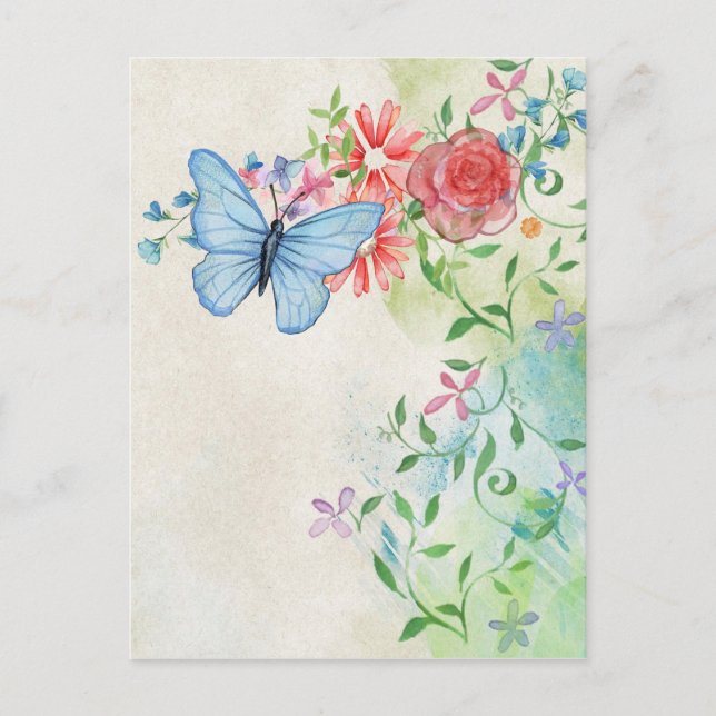 Cartão Postal beautiful butterflies Watercolor (Frente)