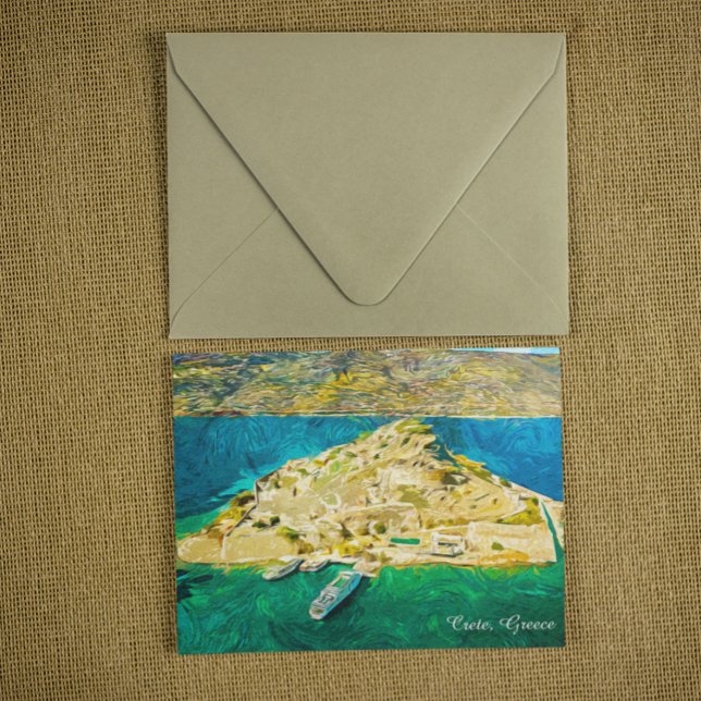 Cartão Postal Beautiful Crete Greece Scenery Oil Paint (Stylish Elegant Crete Greece Scenery Oil Paint Postcard
)