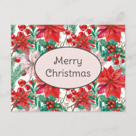 Cartão Postal Beautiful red and white Christmas poinsettia