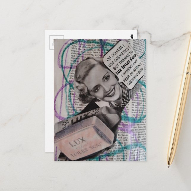 Cartão Postal Beautiful Toilet Soap Woman Collage (Frente/Verso In Situ)