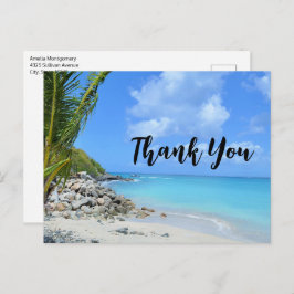 Cartão Postal Beautiful Turquoise Tropical Beach Thank You