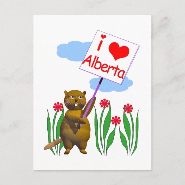 Cartão Postal Beaver Canadense ama Alberta (Frente)