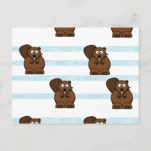 Cartão Postal Beaver em faixas azuis