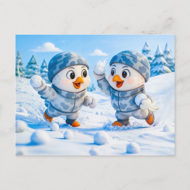 Cartão Postal Beaver Ice Bathing in a Striped Swimsuit (Frente)