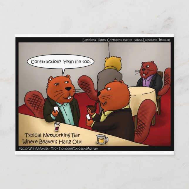Cartão Postal Beaver Networking Funny Oferece Camisetas e Cartõe (Frente)