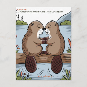 Cartão Postal Beaver no Dia dos Namorados