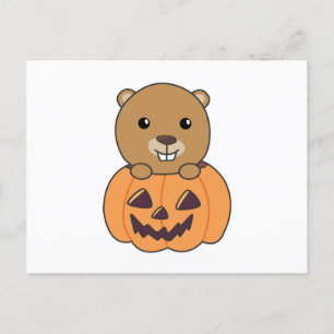 Cartão Postal Beaver No Pumpkin Sweet Beaver Feliz Halloween